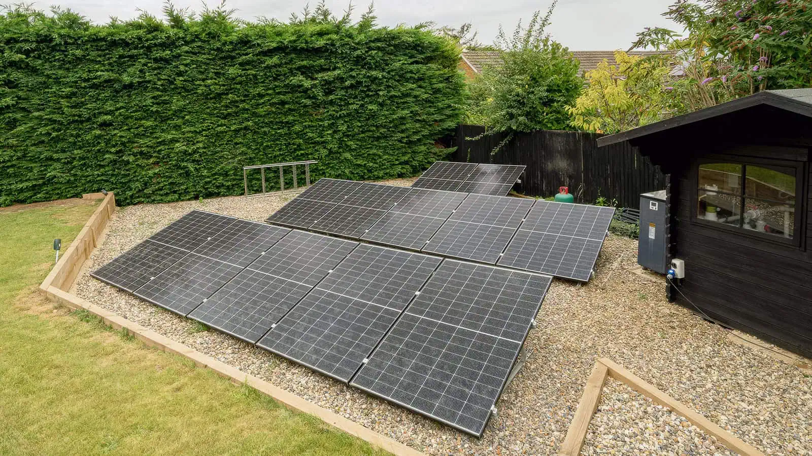 Solar panel garden pool heating